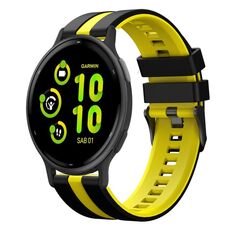 Per cinturino sportivo in silicone bicolore Garmin Active 5 20mm (nero + giallo)