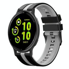 Per cinturino sportivo in silicone bicolore Garmin Active 5 20mm (nero + grigio)