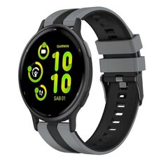 Per cinturino in silicone sportivo bicolore Garmin Active 5 20mm (grigio + nero)