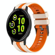 Per Garmin Active 5 20mm cinturino sportivo in silicone bicolore (Starlight + arancione)