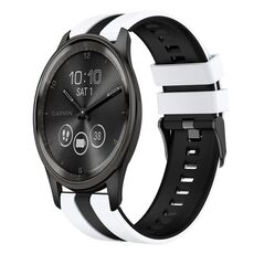 Per cinturino sportivo in silicone bicolore GarminMove Trend da 20 mm (bianco + nero)