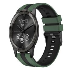 Per cinturino sportivo in silicone bicolore GarminMove Trend da 20 mm (verde oliva + nero)