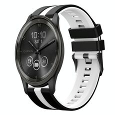 Per GarminMove Trend 20mm cinturino sportivo in silicone bicolore (nero+bianco)