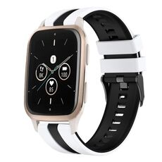 Per cinturino sportivo in silicone bicolore Garmin Forerunner Sq2 Music da 20 mm (bianco + nero)