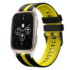 Per cinturino sportivo in silicone bicolore Garmin Forerunner Sq2 Music da 20 mm (nero + giallo)