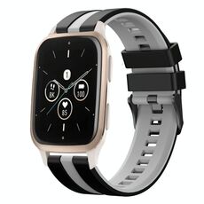 Per cinturino sportivo in silicone bicolore Garmin Forerunner Sq2 Music da 20 mm (nero + grigio)
