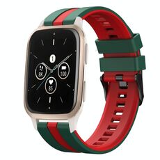 Per cinturino sportivo in silicone bicolore Garmin Forerunner Sq2 Music da 20 mm (verde + rosso)