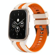 Per cinturino sportivo in silicone bicolore Garmin Forerunner Sq2 Music da 20 mm (Starlight + arancione)