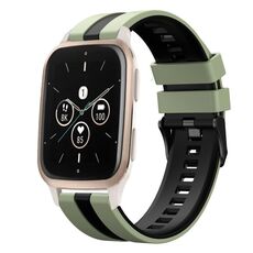 Per Garmin Forerunner Sq2 20mm cinturino sportivo in silicone bicolore (verde chiaro+nero)