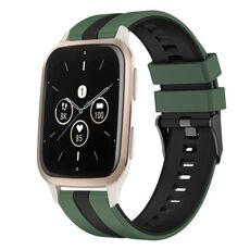 Per cinturino sportivo in silicone bicolore Garmin Forerunner Sq2 da 20 mm (verde oliva + nero)