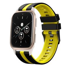 Per cinturino sportivo in silicone bicolore Garmin Forerunner Sq2 da 20 mm (nero + giallo)