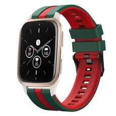 Per cinturino in silicone sportivo bicolore Garmin Forerunner Sq2 da 20 mm (verde + rosso)