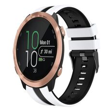 Per cinturino in silicone sportivo bicolore Garmin Forerunner 645 Music da 20 mm (bianco + nero)