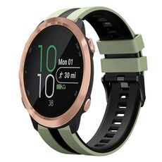 Per cinturino per orologio sportivo in silicone bicolore Garmin Forerunner 645 Music da 20 mm (verde chiaro + nero)