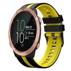 Per Garmin Forerunner 645 Music 20mm cinturino sportivo in silicone bicolore (nero + giallo)