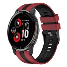 Per cinturino sportivo in silicone bicolore Garmin Venu 2 Plus da 20 mm (rosso + nero)