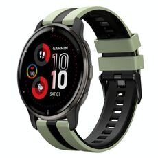 Per cinturino sportivo in silicone bicolore Garmin Venu 2 Plus da 20 mm (verde chiaro + nero)
