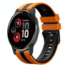 Per cinturino sportivo in silicone bicolore Garmin Venu 2 Plus da 20 mm (arancione + nero)