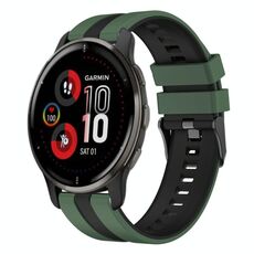 Per cinturino sportivo in silicone bicolore Garmin Venu 2 Plus da 20 mm (verde oliva + nero)