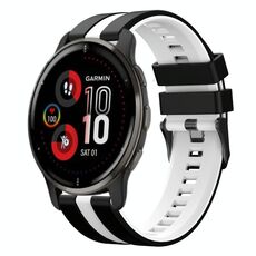 Per cinturino sportivo in silicone bicolore Garmin Venu 2 Plus da 20 mm (nero + bianco)