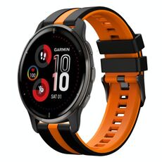 Per cinturino sportivo in silicone bicolore Garmin Venu 2 Plus da 20 mm (nero + arancione)