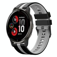 Per cinturino sportivo in silicone bicolore Garmin Venu 2 Plus da 20 mm (nero + grigio)
