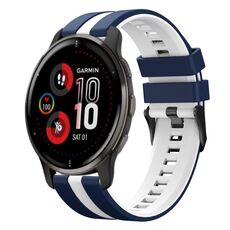 Per cinturino sportivo in silicone bicolore Garmin Venu 2 Plus da 20 mm (blu + bianco)