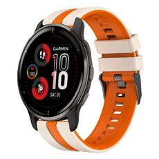 Per cinturino sportivo in silicone bicolore Garmin Venu 2 Plus da 20 mm (Starlight + arancione)