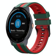 Per cinturino sportivo in silicone bicolore Garmin Vivoactive3 Music da 20 mm (verde + rosso)