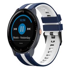 Per cinturino per orologio sportivo in silicone bicolore Garmin Vivoactive3 Music da 20 mm (blu + bianco)