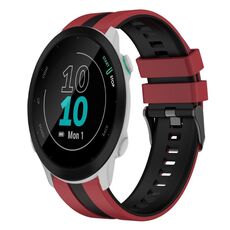 Per Garmin Forerunner 55 20mm cinturino sportivo in silicone bicolore (rosso+nero)