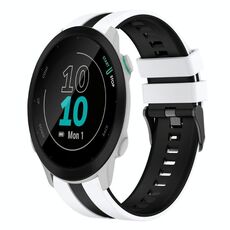 Per cinturino in silicone sportivo bicolore Garmin Forerunner 55 da 20 mm (bianco + nero)