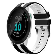 Per Garmin Forerunner 55 20mm cinturino sportivo in silicone bicolore (nero+bianco)