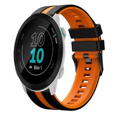 Per cinturino in silicone sportivo bicolore Garmin Forerunner 55 da 20 mm (nero + arancione)