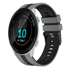 Per cinturino in silicone sportivo bicolore Garmin Forerunner 55 da 20 mm (grigio + nero)