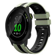 Per Garmin Forerunner 158 cinturino sportivo in silicone bicolore da 20 mm (verde chiaro + nero)