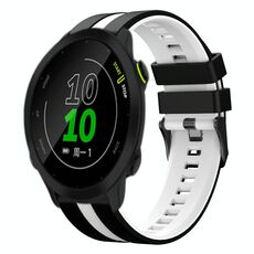 Per cinturino in silicone sportivo bicolore Garmin Forerunner 158 da 20 mm (nero + bianco)