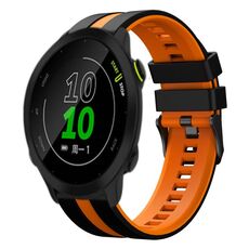 Per Garmin Forerunner 158 cinturino sportivo in silicone bicolore da 20 mm (nero + arancione)