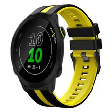 Per Garmin Forerunner 158 cinturino sportivo in silicone bicolore da 20 mm (nero + giallo)