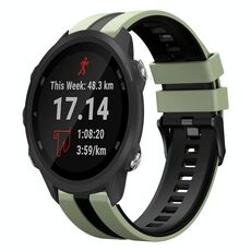 Per cinturino per orologio sportivo in silicone bicolore Garmin Forerunner 245 Music da 20 mm (verde chiaro + nero)