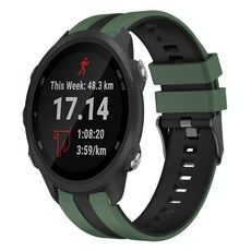 Per cinturino sportivo in silicone bicolore Garmin Forerunner 245 Music da 20 mm (verde oliva + nero)