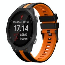Per cinturino in silicone sportivo bicolore Garmin Forerunner 245 Music da 20 mm (nero + arancione)