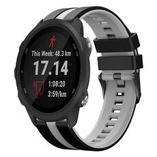 Per cinturino in silicone sportivo bicolore Garmin Forerunner 245 Music da 20 mm (nero + grigio)