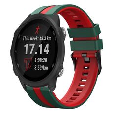 Per Garmin Forerunner 245 Music 20mm cinturino sportivo in silicone bicolore (verde + rosso)