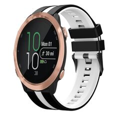Per cinturino in silicone sportivo bicolore Garmin Forerunner 645 da 20 mm (nero + bianco)