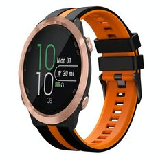 Per cinturino in silicone sportivo bicolore Garmin Forerunner 645 da 20 mm (nero + arancione)