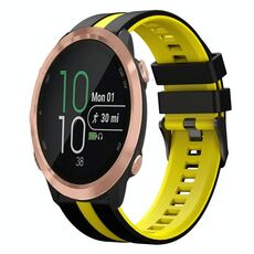 Per Garmin Forerunner 645 20mm cinturino sportivo in silicone bicolore (nero+giallo)