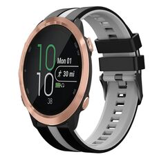 Per cinturino in silicone sportivo bicolore Garmin Forerunner 645 da 20 mm (nero + grigio)