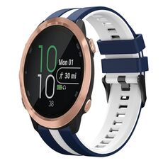Per cinturino in silicone sportivo bicolore Garmin Forerunner 645 da 20 mm (blu + bianco)