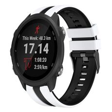 Per cinturino in silicone sportivo bicolore Garmin Forerunner 245 da 20 mm (bianco + nero)